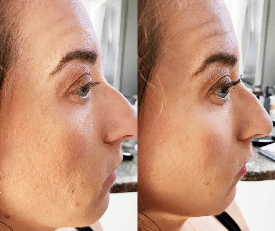 woman's eyelashes before and after using JDO heated eyelash curler