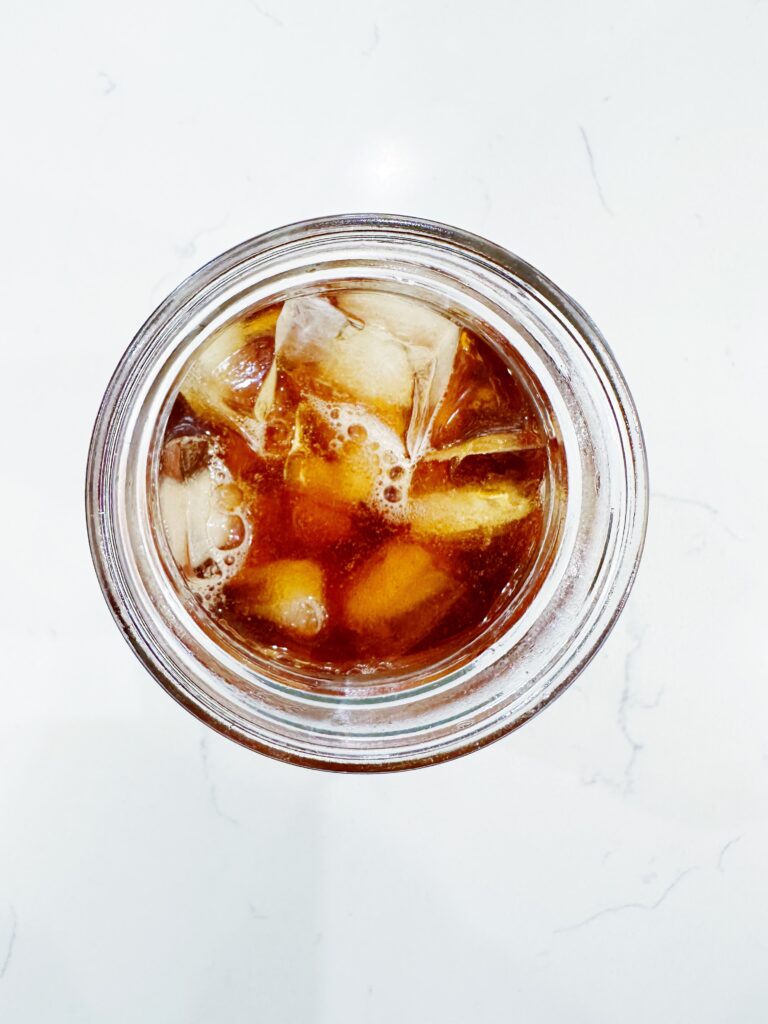 iced coffee in glass jar